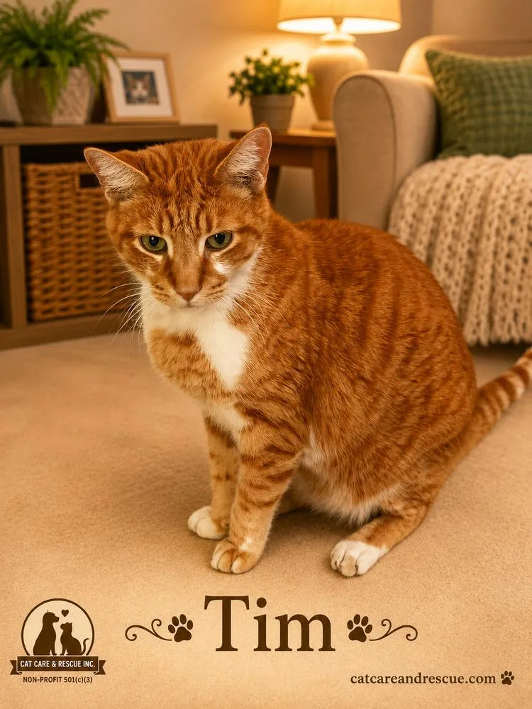 An adult medium-sized male Orange & White Domestic Short Hair cat named Tim for adoption in Chicago, IL