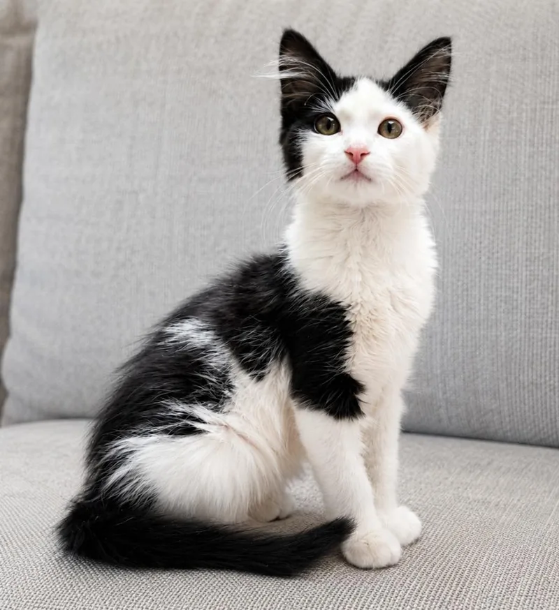 A baby small-sized female Black & White / Tuxedo Domestic Short Hair cat named Miss Night for adoption in Homer Glen, IL