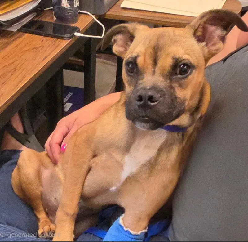 A baby medium-sized male Boxer dog named Naji for adoption in Ellijay, GA