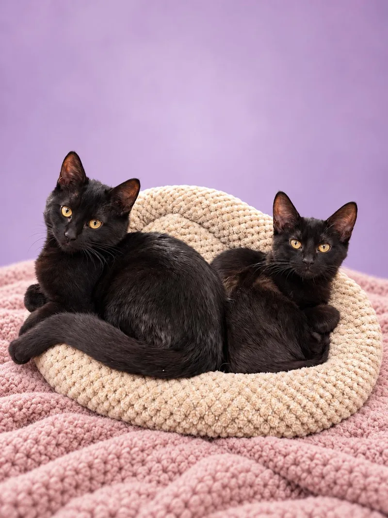 A young medium-sized male Black Domestic Short Hair cat named Frick and Frack for adoption in Joliet, IL