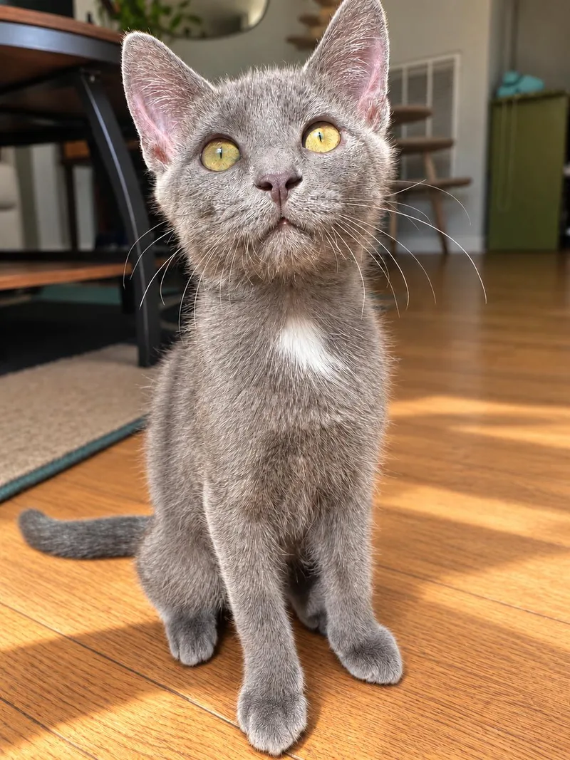 A baby small-sized male Gray & White Domestic Short Hair cat named Samson for adoption in Nashville, TN