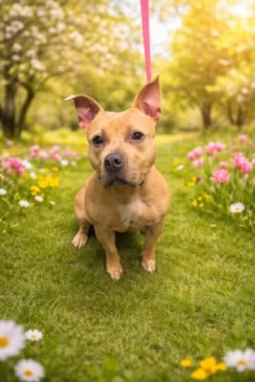 A young medium-sized female Pit Bull Terrier dog named Flor for adoption in Los Angeles, CA