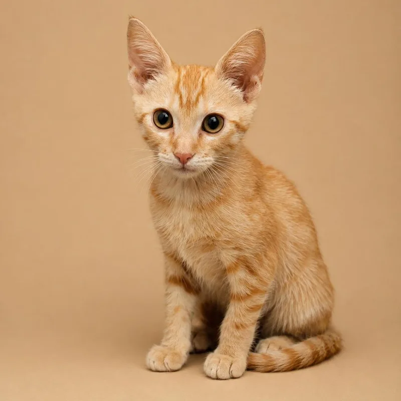 A baby small-sized female Orange / Red Domestic Short Hair cat named Butters for adoption in Cleveland, TX
