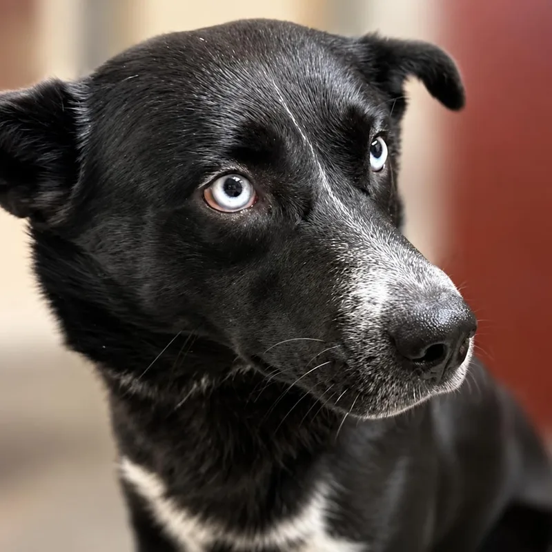 A young medium-sized female Black Husky dog named Aries for adoption in Tunica, MS