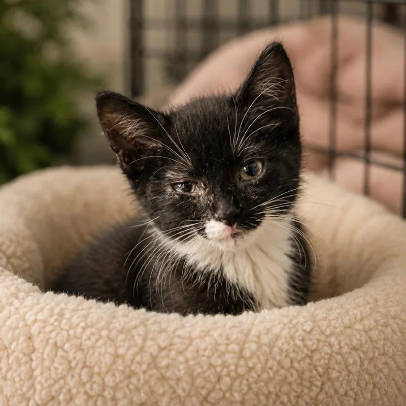 A baby small-sized female Black Domestic Short Hair cat named Truffle for adoption in Alexandria, VA