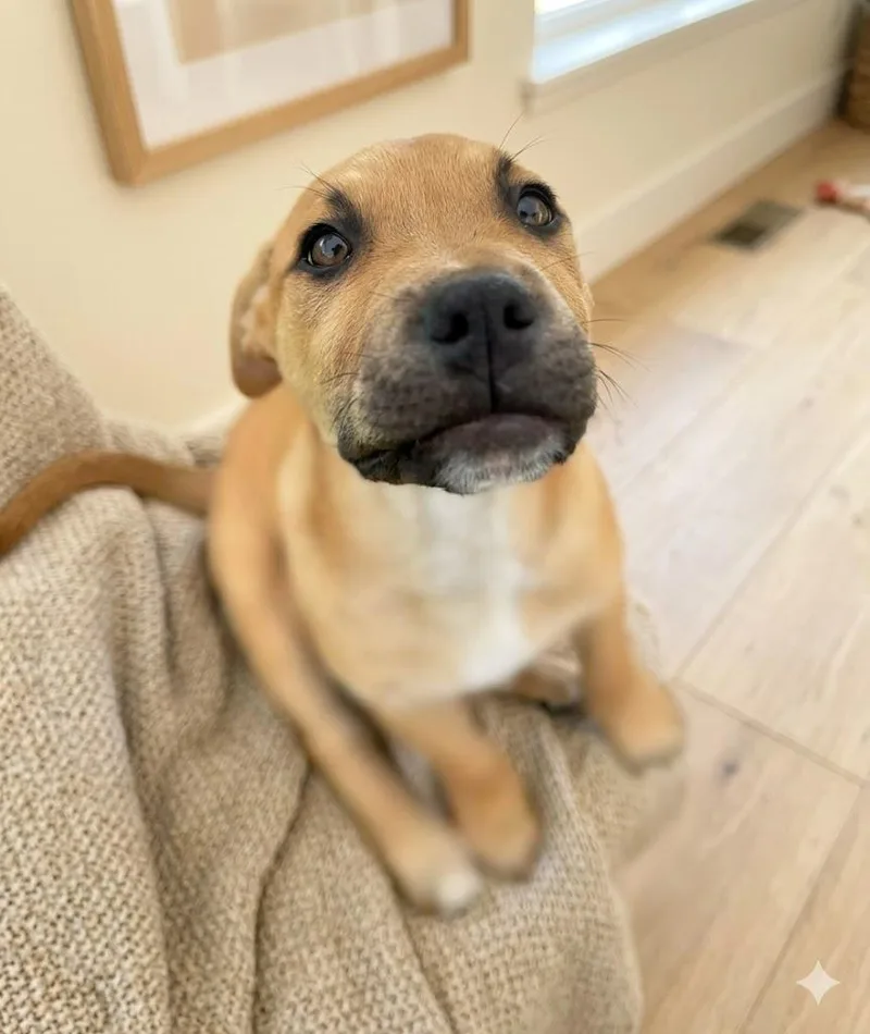 A baby medium-sized male Yellow / Tan / Blond / Fawn Hound dog named Paul for adoption in Brookeville, MD