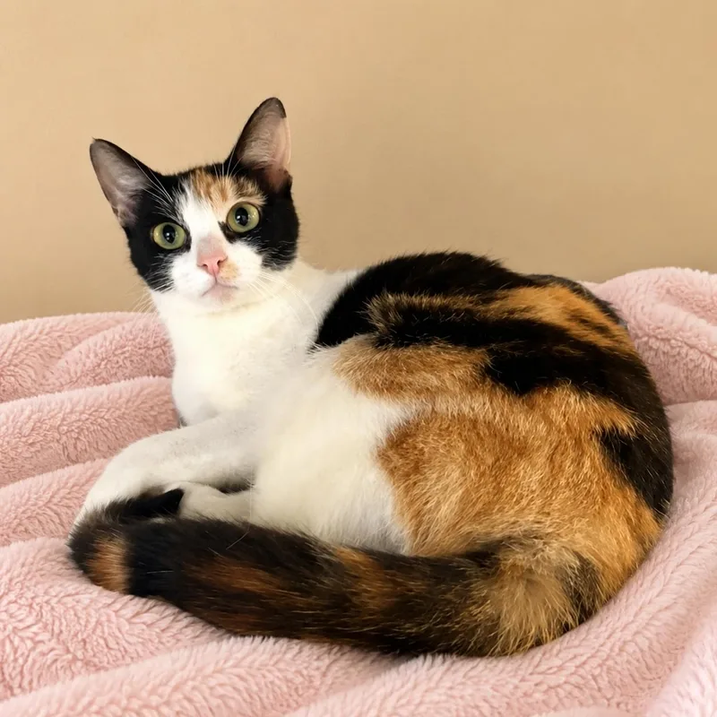 A young medium-sized female White Domestic Short Hair cat named Flossie for adoption in Long Beach, WA