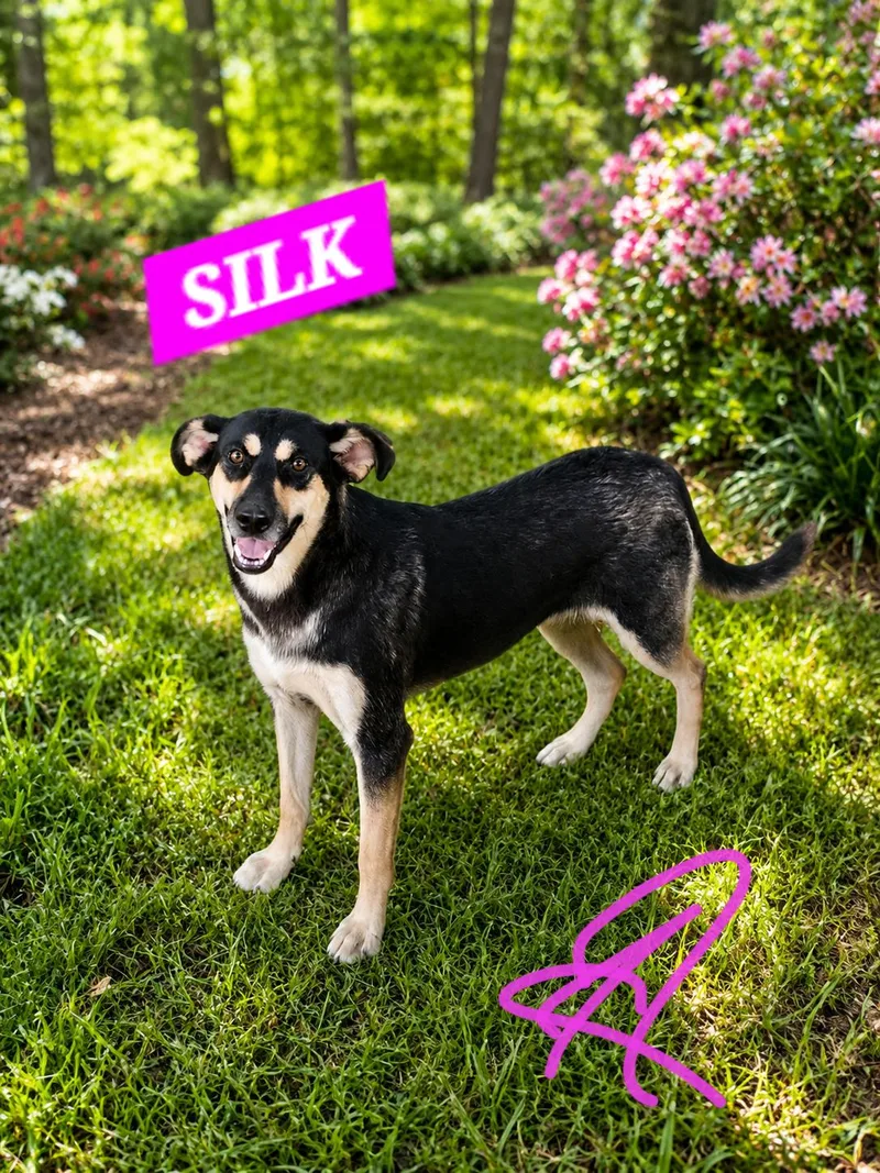 A young medium-sized female Black German Shepherd Dog dog named Silk for adoption in Jackson, TN