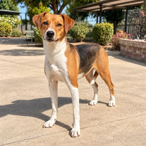 A baby medium-sized female Hound dog named Daisy for adoption in Lathrop, CA