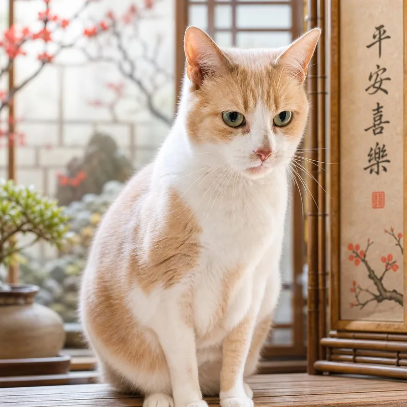 An adult large-sized female Buff & White Domestic Short Hair cat named Wasabi for adoption in Knoxville, TN