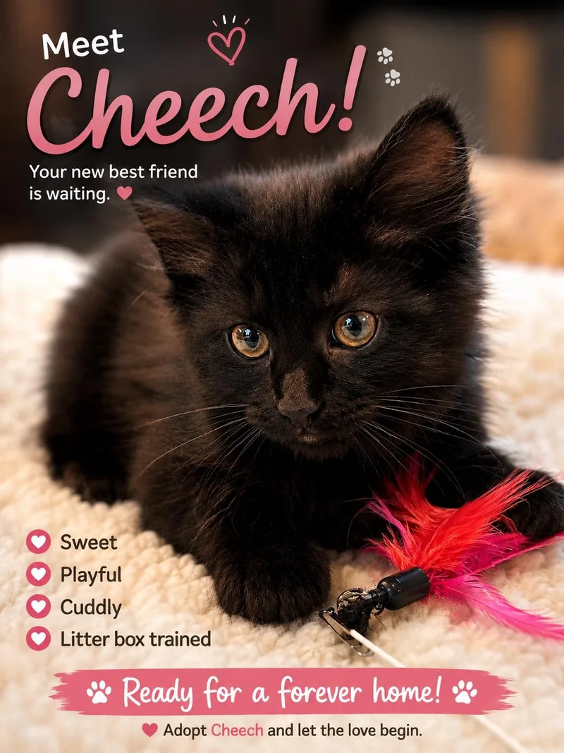 A baby medium-sized male Black Domestic Long Hair cat named Cheech for adoption in Wyandotte, MI