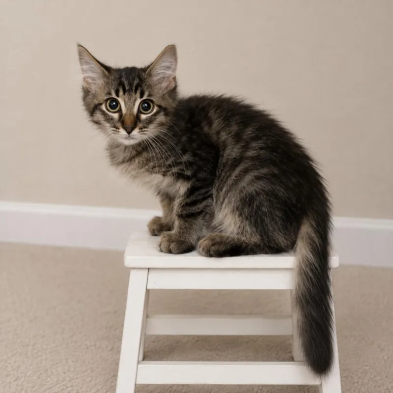 A baby small-sized male Domestic Medium Hair cat named Dezi for adoption in Clinton Township, MI