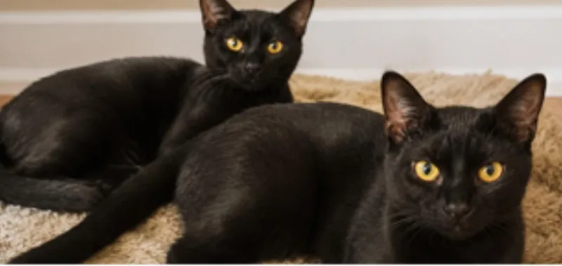 A young medium-sized female Black Domestic Short Hair cat named Mayce & Mayla for adoption in Berkeley Heights, NJ