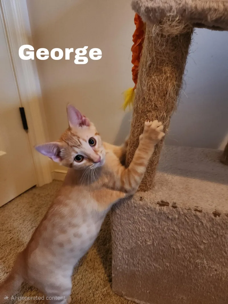 A young small-sized male Orange / Red Domestic Short Hair cat named George for adoption in Jackson, MS