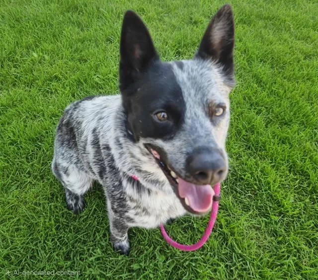 A young medium-sized male Australian Cattle Dog / Blue Heeler dog named Nessy for adoption in Albuquerque, NM