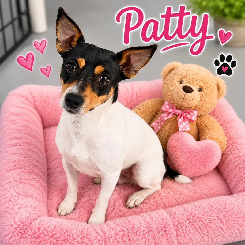An adult small-sized female Tricolor (Brown, Black, & White) Jack Russell Terrier dog named Patty for adoption in Momence, IL