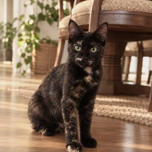 A baby small-sized female Tortoiseshell Domestic Short Hair cat named Teak for adoption in Tampa, FL