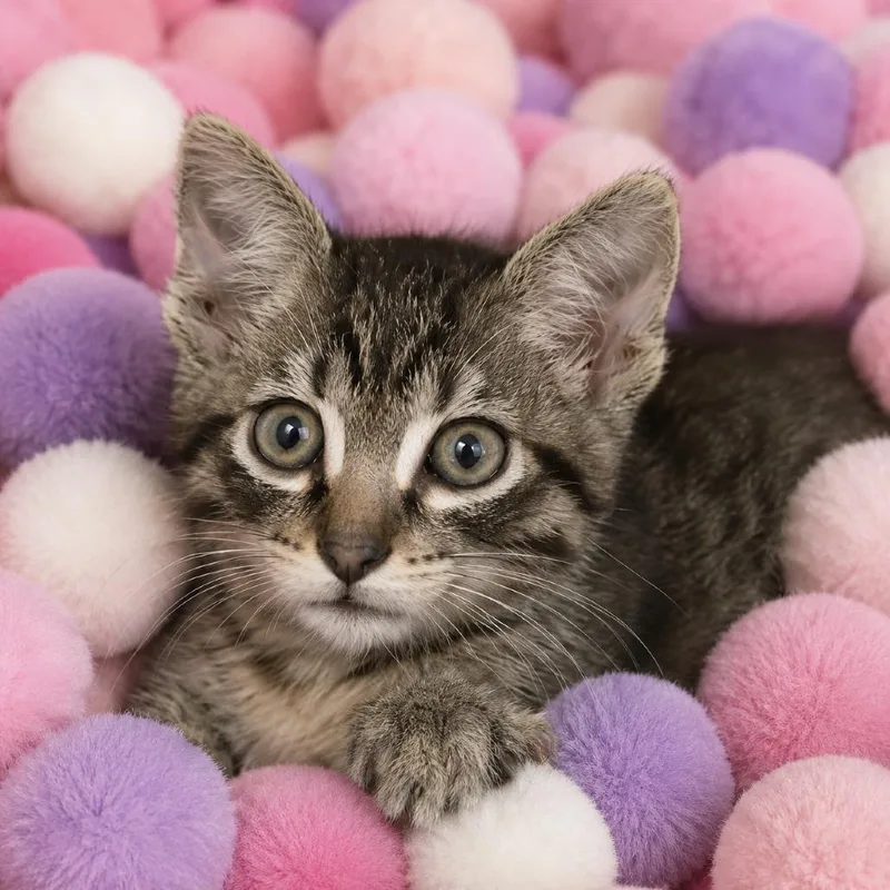 A baby small-sized female Domestic Short Hair cat named Pomni for adoption in Los Angeles, CA