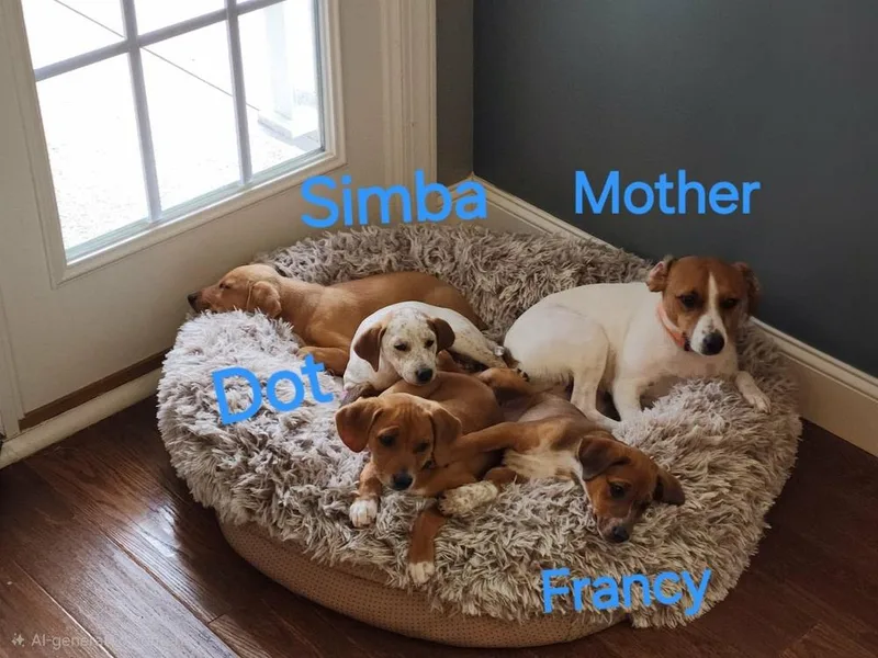 A baby medium-sized female Tricolor (Brown, Black, & White) Jack Russell Terrier dog named Farm Paws : Francy for adoption in Aurora, IN