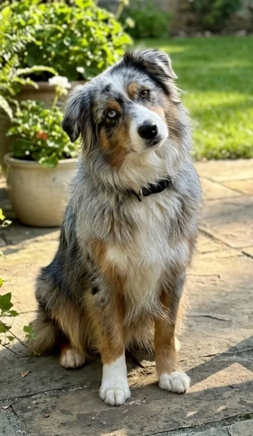 A young medium-sized female Australian Shepherd dog named Beya for adoption in North Prairie, WI