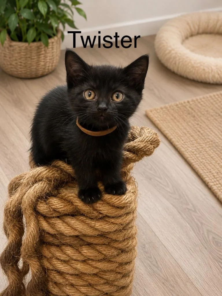 A baby medium-sized female Domestic Short Hair cat named Twister for adoption in Johnson City, TN