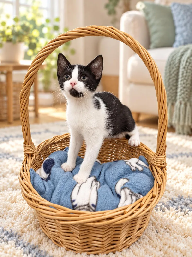 A young medium-sized male Black Domestic Short Hair cat named Hamilton for adoption in Joliet, IL