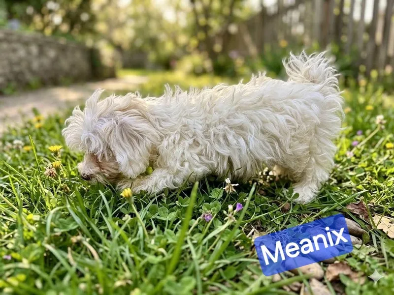 A baby small-sized male White / Cream Maltipoo dog named Meanix for adoption in Wheelersburg, OH