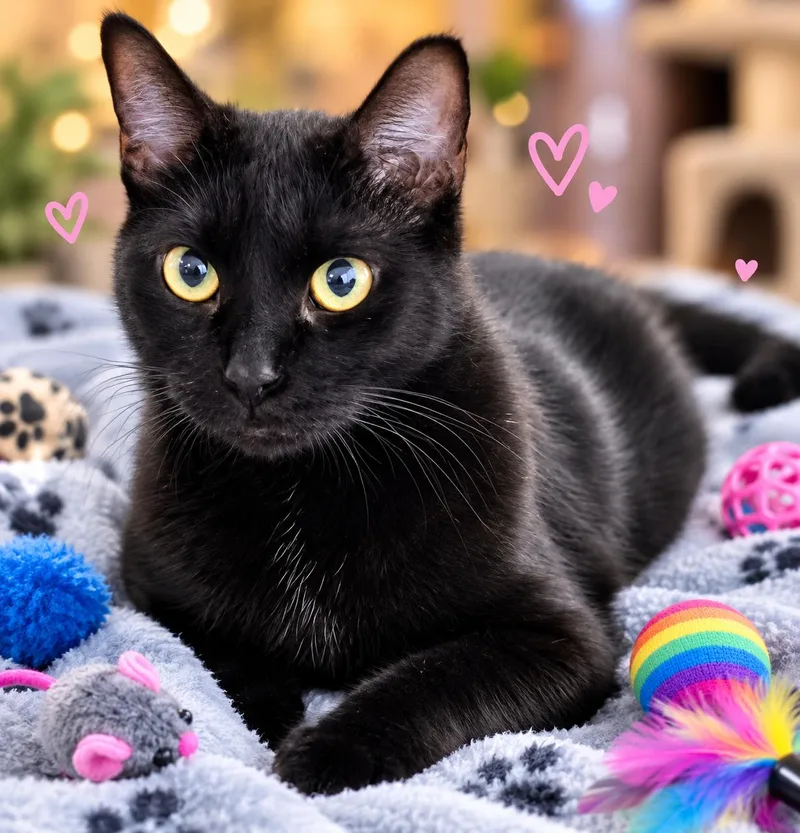 An adult medium-sized female Black Domestic Short Hair cat named Angelina for adoption in Scottsdale, AZ