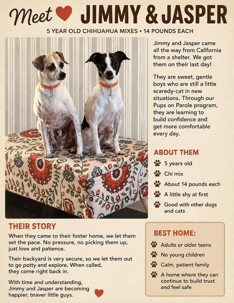 An adult small-sized male Golden Chihuahua dog named Jimmy and Jasper for adoption in Las Vegas, NV