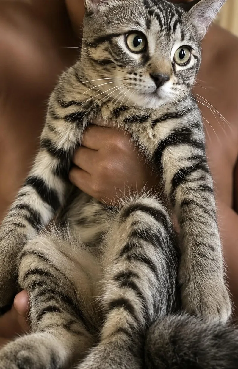 A baby medium-sized female Tabby cat named TrinketKC for adoption in Greenville, DE