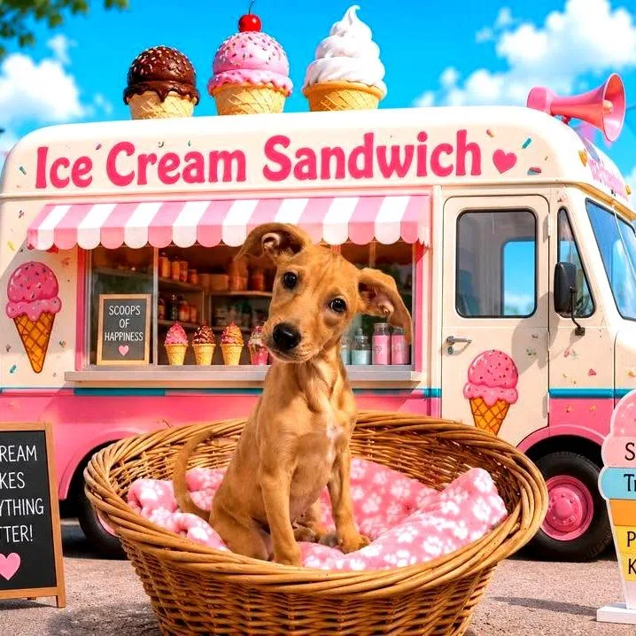 A baby medium-sized female Yellow / Tan / Blond / Fawn Mixed Breed dog named Ice Cream Sandwich for adoption in Joliet, IL
