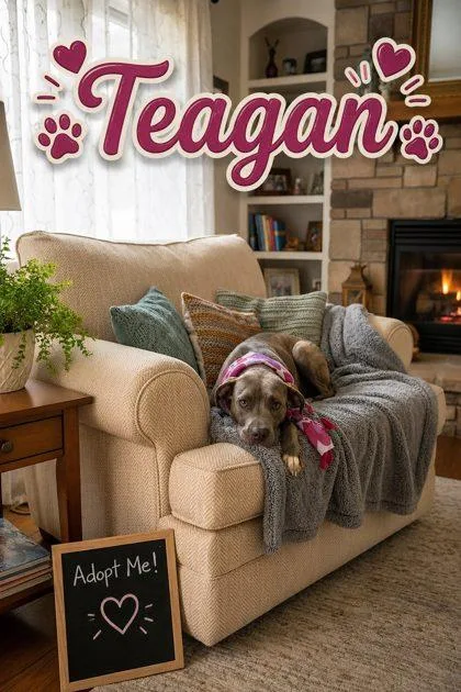 A young medium-sized female Pit Bull Terrier dog named Teagan for adoption in Seagoville, TX