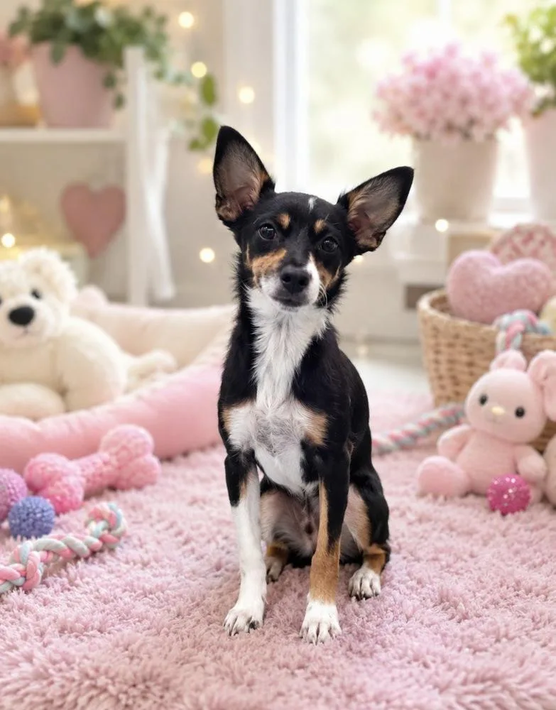 An adult small-sized female Tricolor (Brown, Black, & White) Rat Terrier dog named Kenzi for adoption in Cedartown, GA