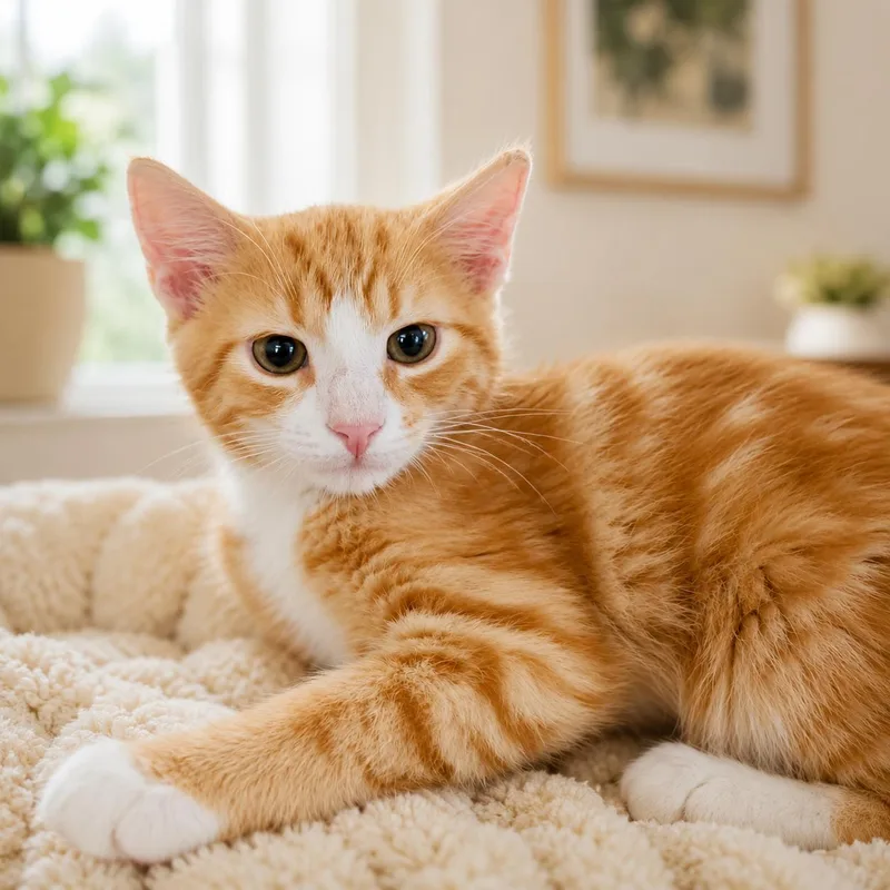 A baby small-sized male Orange & White Domestic Medium Hair cat named Patton for adoption in Myrtle Beach, SC