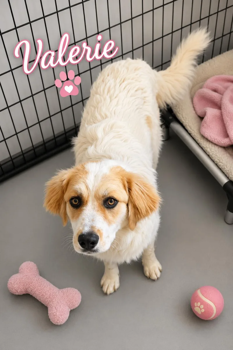A young large-sized female White / Cream Great Pyrenees dog named Valerie for adoption in Momence, IL