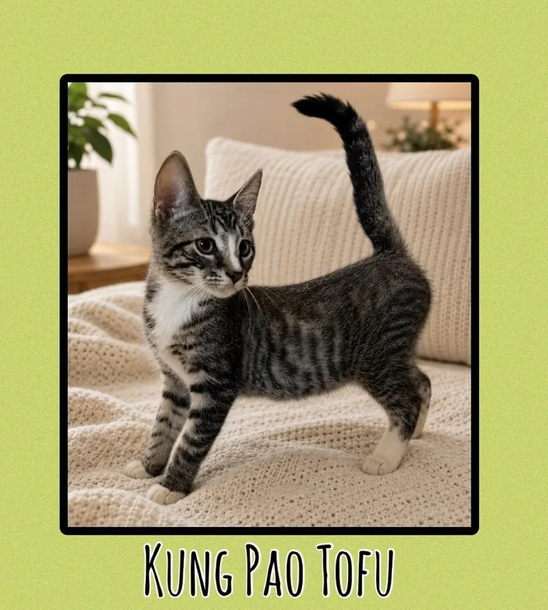 A baby small-sized male Gray & White Domestic Short Hair cat named Kung Pao Tofu for adoption in Taylor, PA