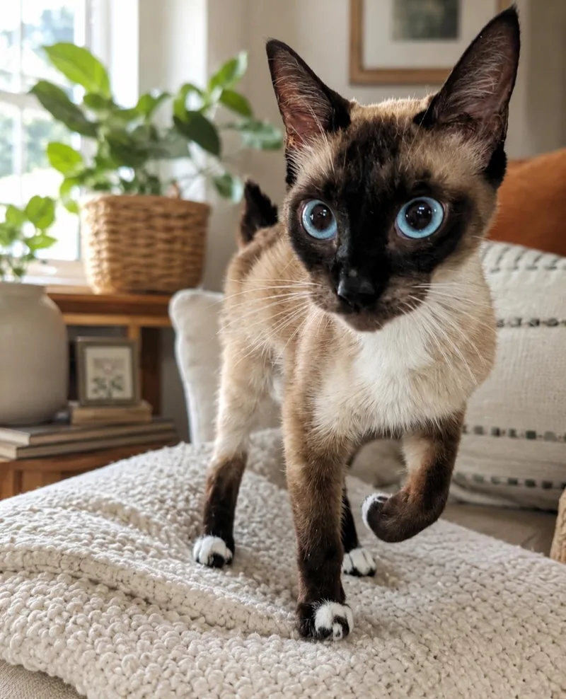 A young medium-sized female Seal Point Siamese cat named Emerson for adoption in Mabank, TX