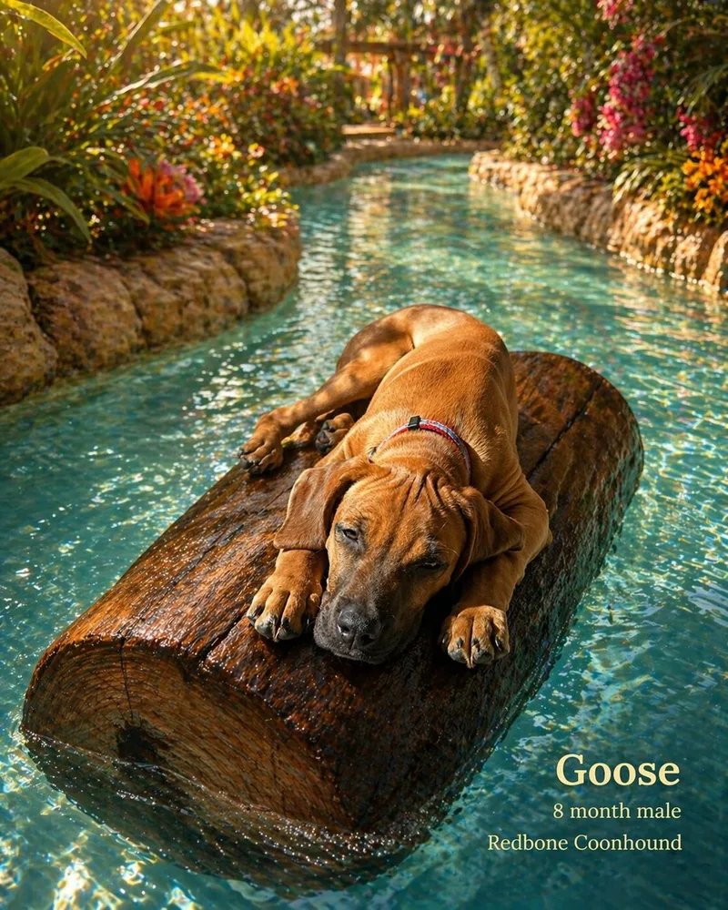 A young large-sized male Red / Chestnut / Orange Redbone Coonhound dog named Goose –  Month for adoption in Mesa, AZ