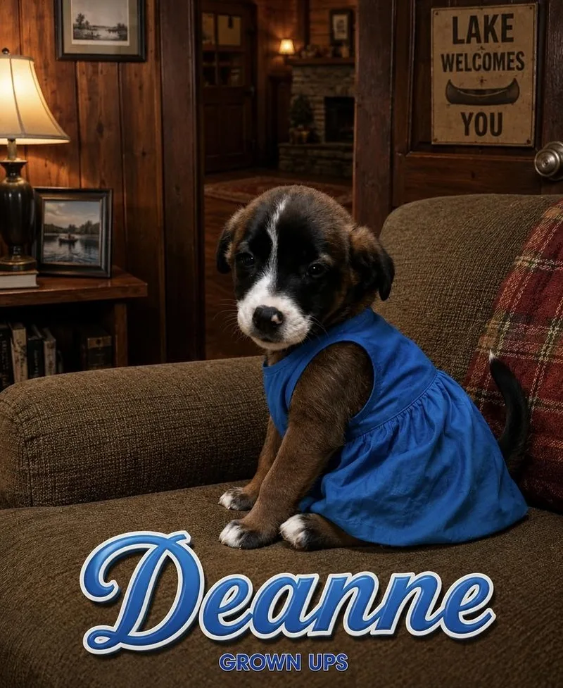 A baby medium-sized female Tricolor (Brown, Black, & White) Terrier dog named Deanne for adoption in Irwin, PA