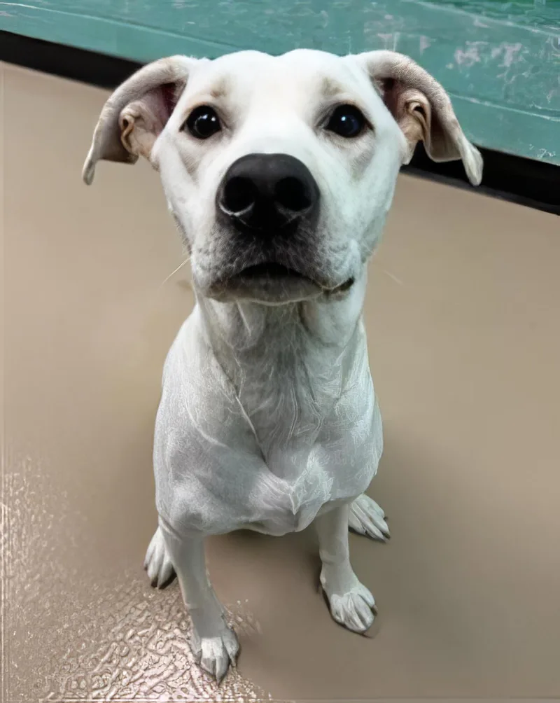 An adult medium-sized female White / Cream Mixed Breed dog named Dipper for adoption in Nashville, TN