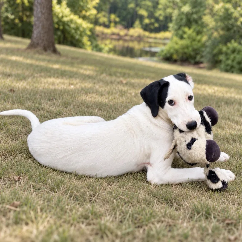 A baby medium-sized female White / Cream Pointer dog named Lulu for adoption in Longview, TX