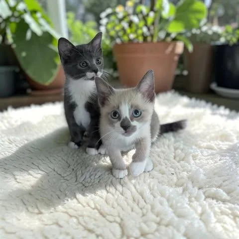A baby medium-sized male Buff & White Domestic Short Hair cat named Dipper & Mabel for adoption in Fort Worth, TX