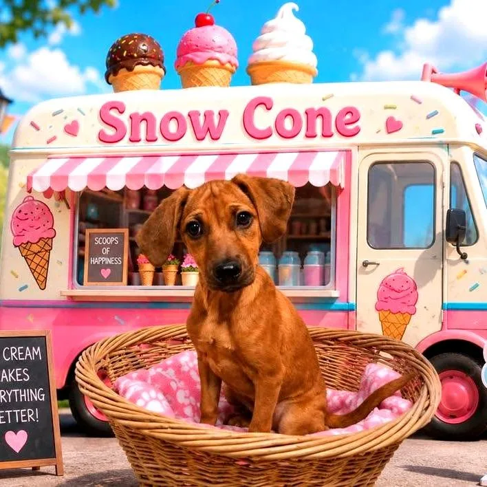 A baby medium-sized female Yellow / Tan / Blond / Fawn Mixed Breed dog named Snow Cone for adoption in Joliet, IL