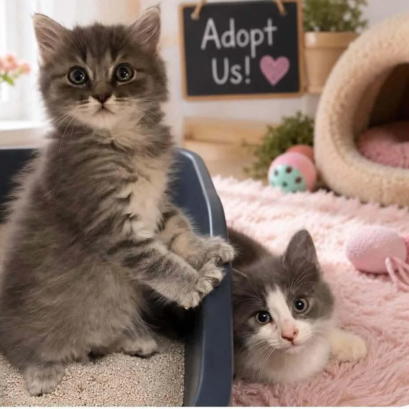 A baby small-sized female Gray & White Domestic Medium Hair cat named Lexie for adoption in Antioch, CA