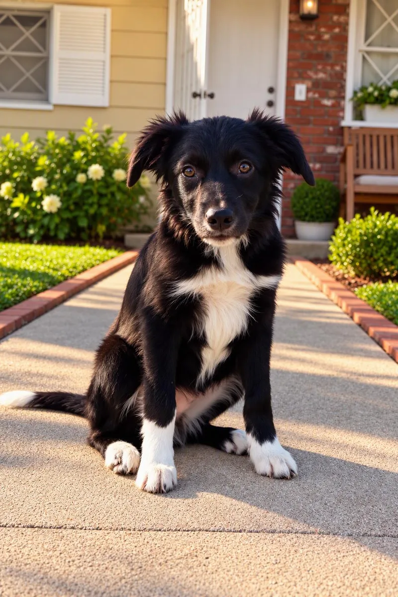 A baby medium-sized male Border Collie dog named Slinky for adoption in Orange, CA
