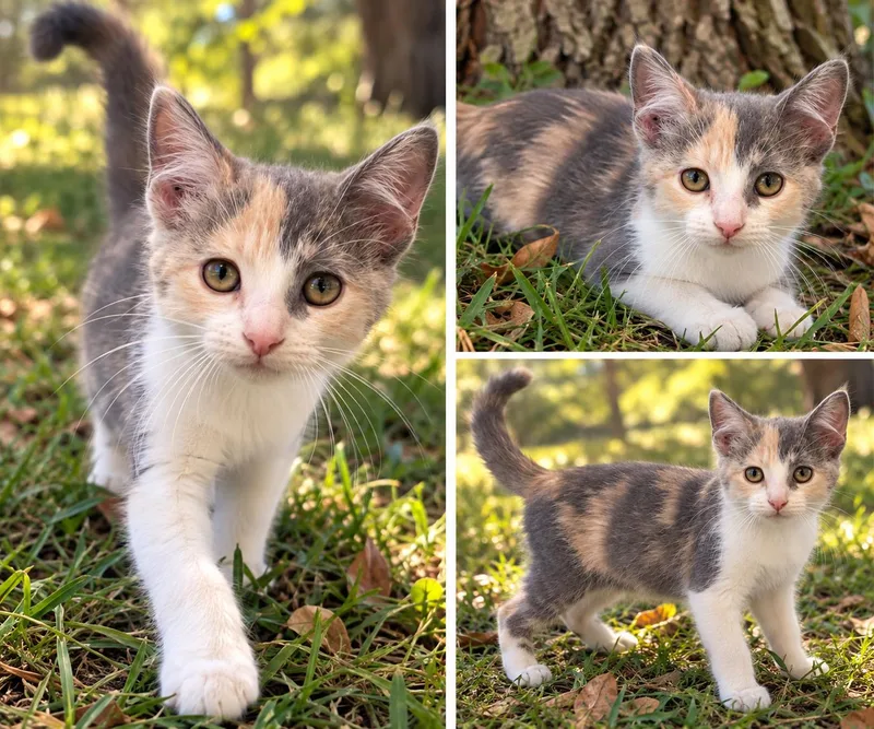 A baby medium-sized female Calico Domestic Short Hair cat named Jules for adoption in Kiln, MS