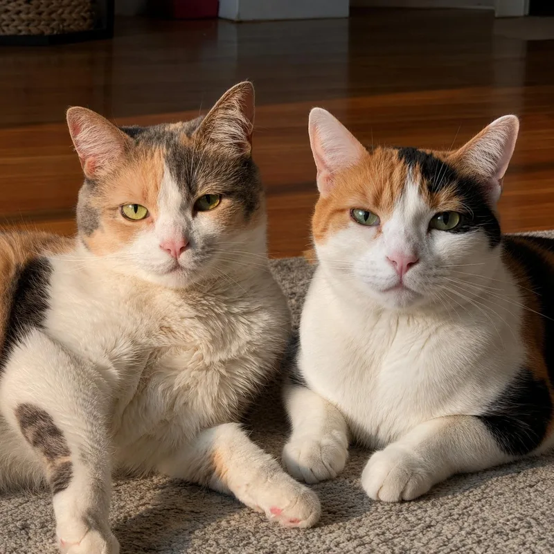 An adult large-sized female Calico Domestic Short Hair cat named Delilah and Fiona for adoption in Pontiac, MI