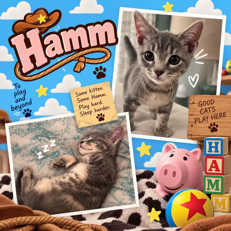 A baby medium-sized male Tabby cat named HammKDC for adoption in Greenville, DE