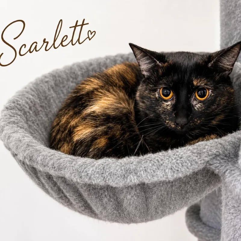 A young medium-sized female Tortoiseshell Domestic Short Hair cat named Scarlett C for adoption in Lebanon, TN