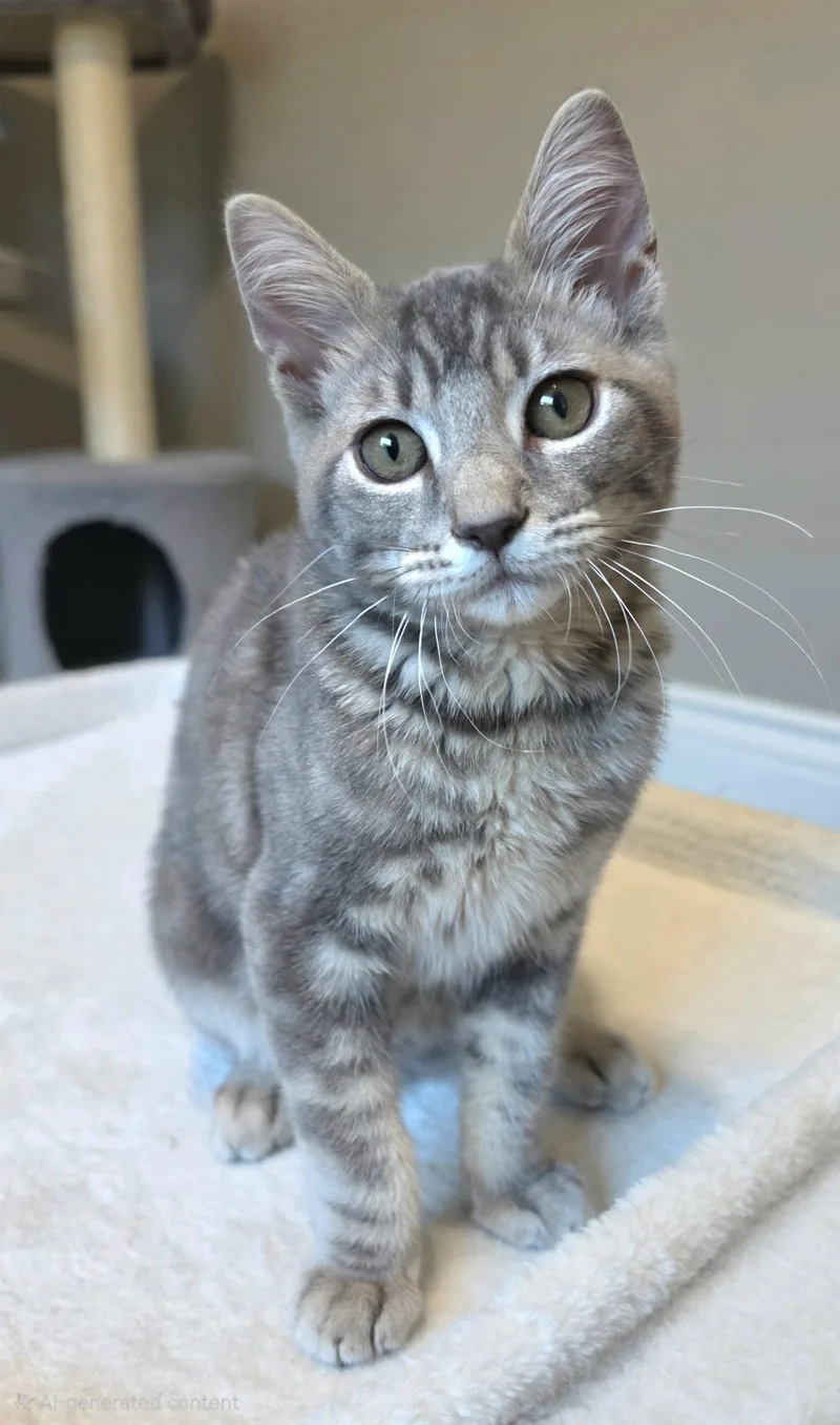 A baby medium-sized male Domestic Short Hair cat named Basil for adoption in Campbell, CA